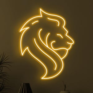 ライオン ネオンサイン、ライオン LED ライト、ライオン ヘッド ウォール アート、動物ショップ ウォール デコ、サファリ動物園 ウォール アート、子供部屋 ネオン ライト、野生動物 ネオンサイン