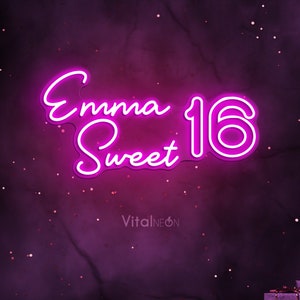 Sweet 16 Neon Sign, Glowing LED Light Decoration for 16th Birthday ...