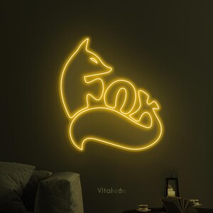 Fox Neon Sign, Fox LED Light, Foxy LED Neon Art, Wild Animal Wall Decor, Forest Neon Sign, Decor for Home, Animal Shop, Kids & Game Room