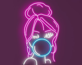 Bubblegum Girl Neon Sign, Bubblegum Girl LED Light, Girl Wall Decor, Girl Room Wall Art, Custom Neon Sign, Cafe Bar Wall Sign, Home Wall Art