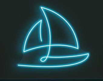 Letrero de neón de velero, luz LED de velero, arte de neón LED de velero marino, decoración de pared para habitación infantil, luz de neón oceánica, letrero LED de bar de playa, amante del océano