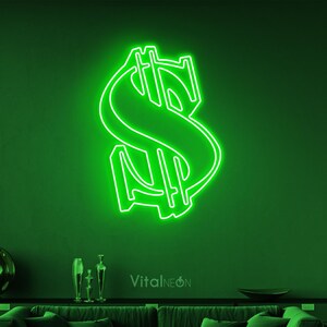 Dollar Neon Sign, Dollar LED Light, Dollar Sign Wall Art, Money Neon ...