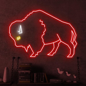 Buffalo Neon Sign, Buffalo LED Light, Angry Bull LED Neon Art, Pet Shop Wall Decor, Bison Neon Sign, Buffalo Wild Wings Sign, Pet Shop Decor