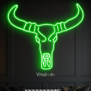 Bull Skull Neon Sign, Bull Horns & Texas Longhorn Neon Lights, Longhorn Skull Light, Cow Skull Neon Sign, Led Neon Bull Head, Texas Wall Art