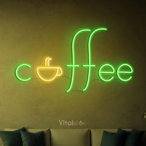Coffee Neon Sign, LED Coffee Cup, Bar & Cafe Decor