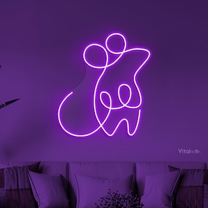 Mouse Neon Sign, Mouse LED Light, Cute Rat Home Wall Sign, Rodent Wall Art, Kids Room Wall Art, Animal Shop Wall Decor, Custom Neon Sign