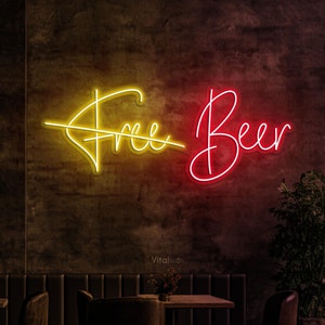 Free Beer Neon Sign, Free Beer LED Light, Free Beer Wall Art, Custom ...