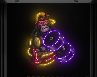 Gorilla Strong Arm Gym Neon Sign