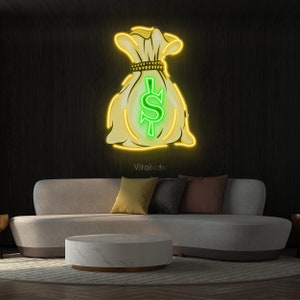 Money Bag Neon Sign, LED Light for Wall Decor, CEO Office & Man Cave ...