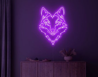 Wolf Neon Sign, LED Wolf Head Light for Unique Room Décor, Animal Theme Decoration, Perfect for Game Rooms, Neon Sign for Animal Lovers