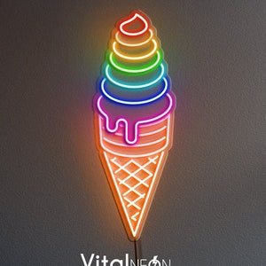 Ice Cream Cone Neon Light, Ice Cream Shop Decor, Ice Cream Neon Sign, Shop & Room Decor, Restaurant Personalized Gift, Kitchen Neon Light