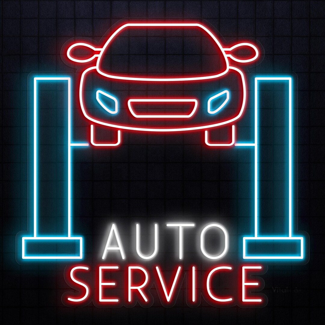 Led Auto Repair Sign Auto Service Neon Sign – LED Wall Art for Garage, Mechanic Shop, Car ...