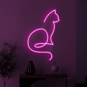 Cat Neon Sign, Cat LED Light, Cute Kitty Wall Decor, Nursery Room Wall Art, Cat Neon Sign for Home, Bar & Cafe Decor, Pet Shop Neon Light