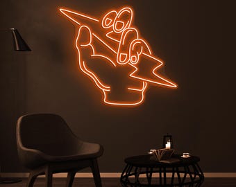 ハンドライトニングネオンサイン LEDライトサンダーウォールアート