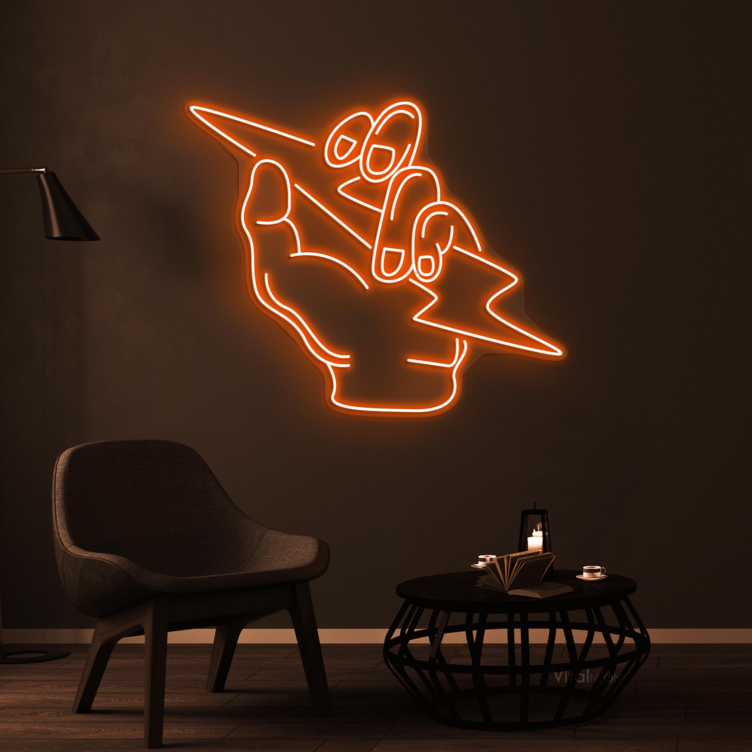 ハンドライトニングネオンサイン LEDライトサンダーウォールアート
