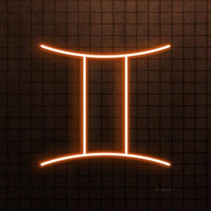 Gemini Neon Schild, Gemini Led Neonlicht, Gemini Sternzeichen Wanddekor, Dekor für Studio, Café & Bar, Hauswandkunst, Elemente des Sternzeichens