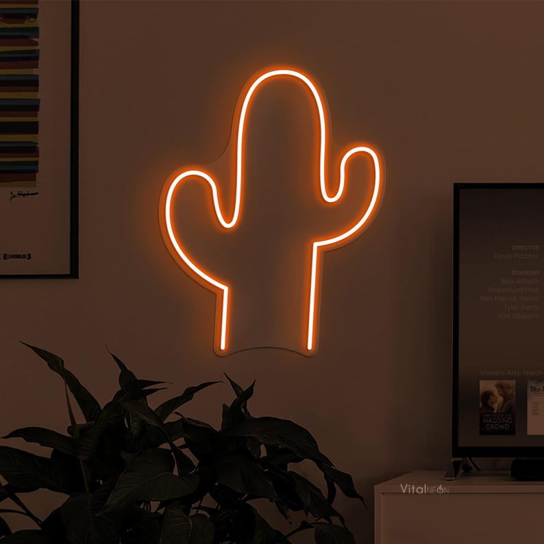 Cactus LED Neon Sign Desert Vibes Wall Art for Home Plant Shop Room ...
