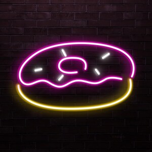 Donut Neon Sign, Donut LED Light, Sweet Treat Wall Art, Bakery Wall Decor, Donut Cafe Neon Light, Cafe and bar Neon Decor, Yummy Donut Art