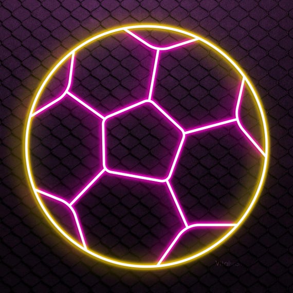 Letrero LED De Fútbol: Arte De Pared Metálico Con Luz, Personalizable, Para Bar, Jardín O BBQ