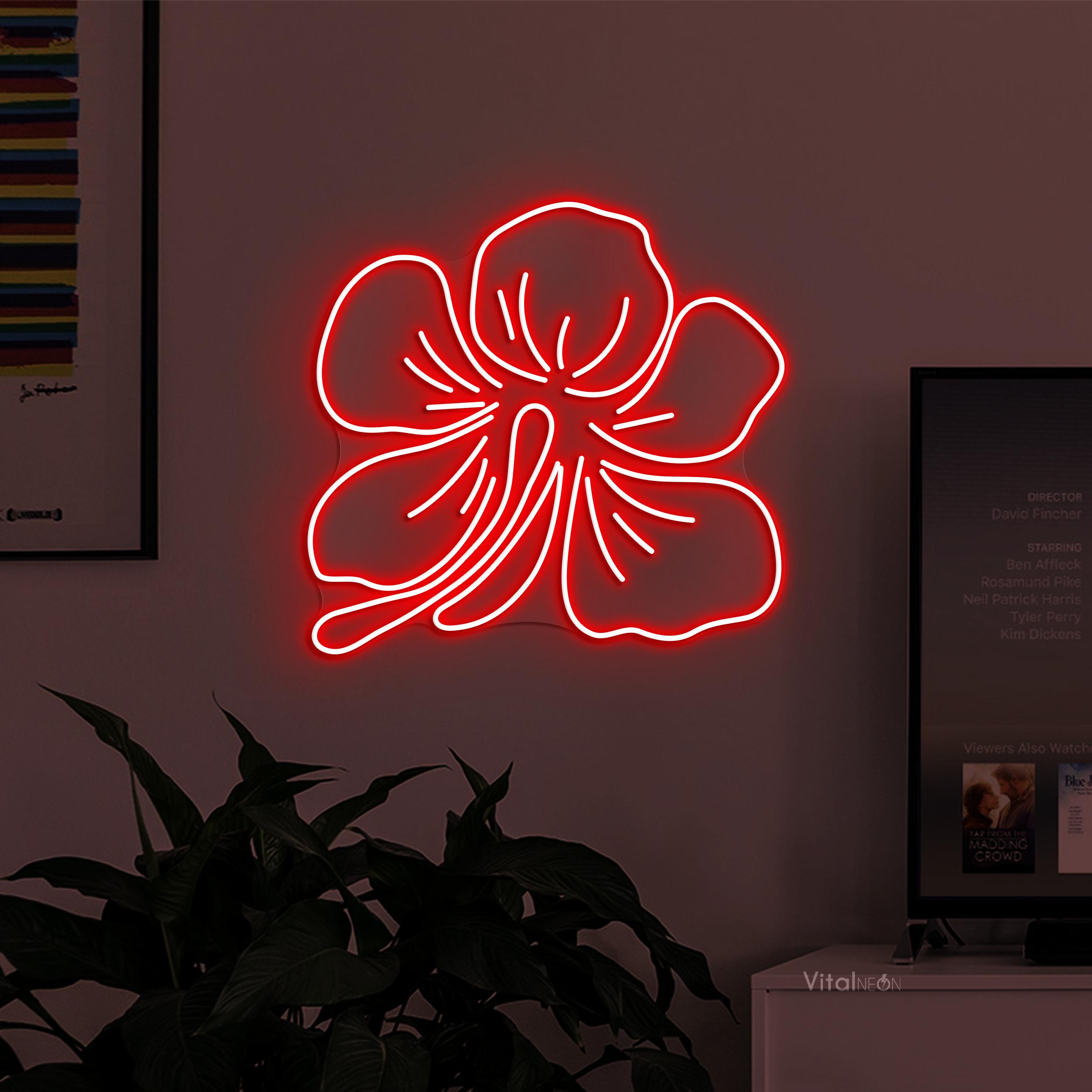Hibiscus LED Neon Sign, Tropical Flower Wall Decor - Etsy