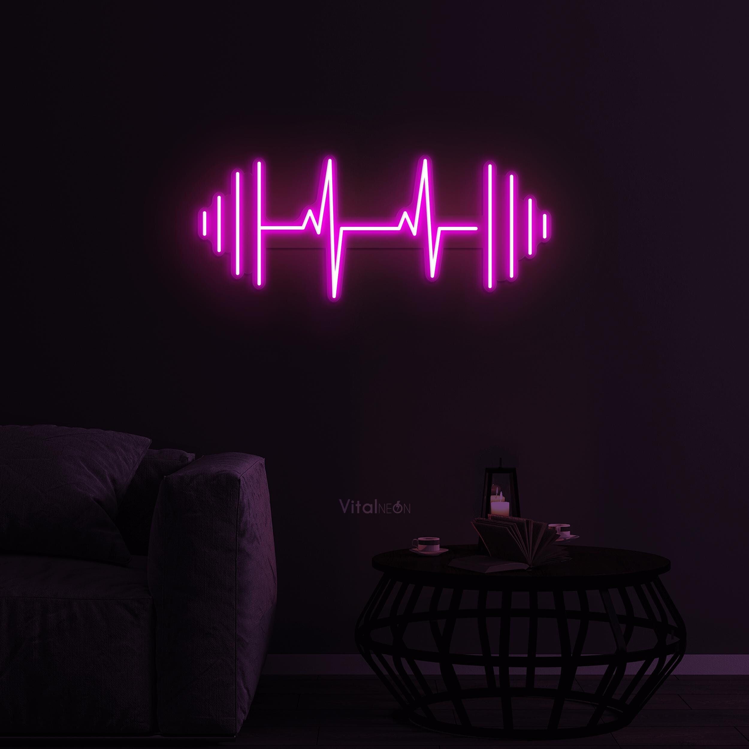 Enseigne Néon LED Haltère Rose à Intensité Variable - Décoration Salle De Sport 40x20cm