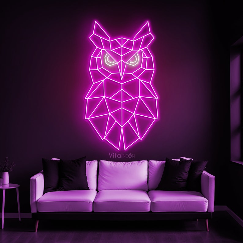 Owl Neon Sign, Geometric Owl LED Light, Owl Bird Neon Light, Owl Room