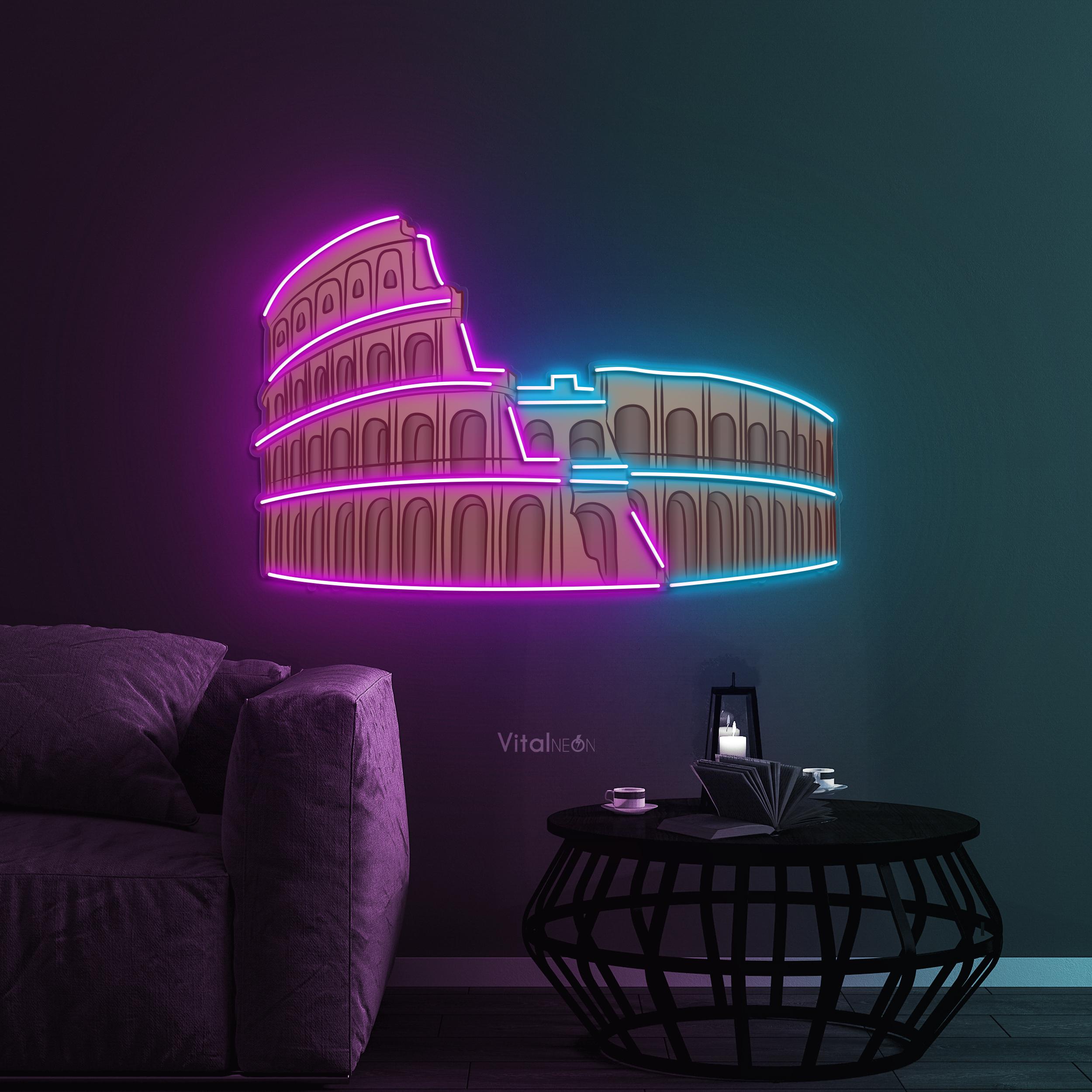 Colosseum Neon Sign, Rome Italy Wall Decor, Travel Gift - Etsy