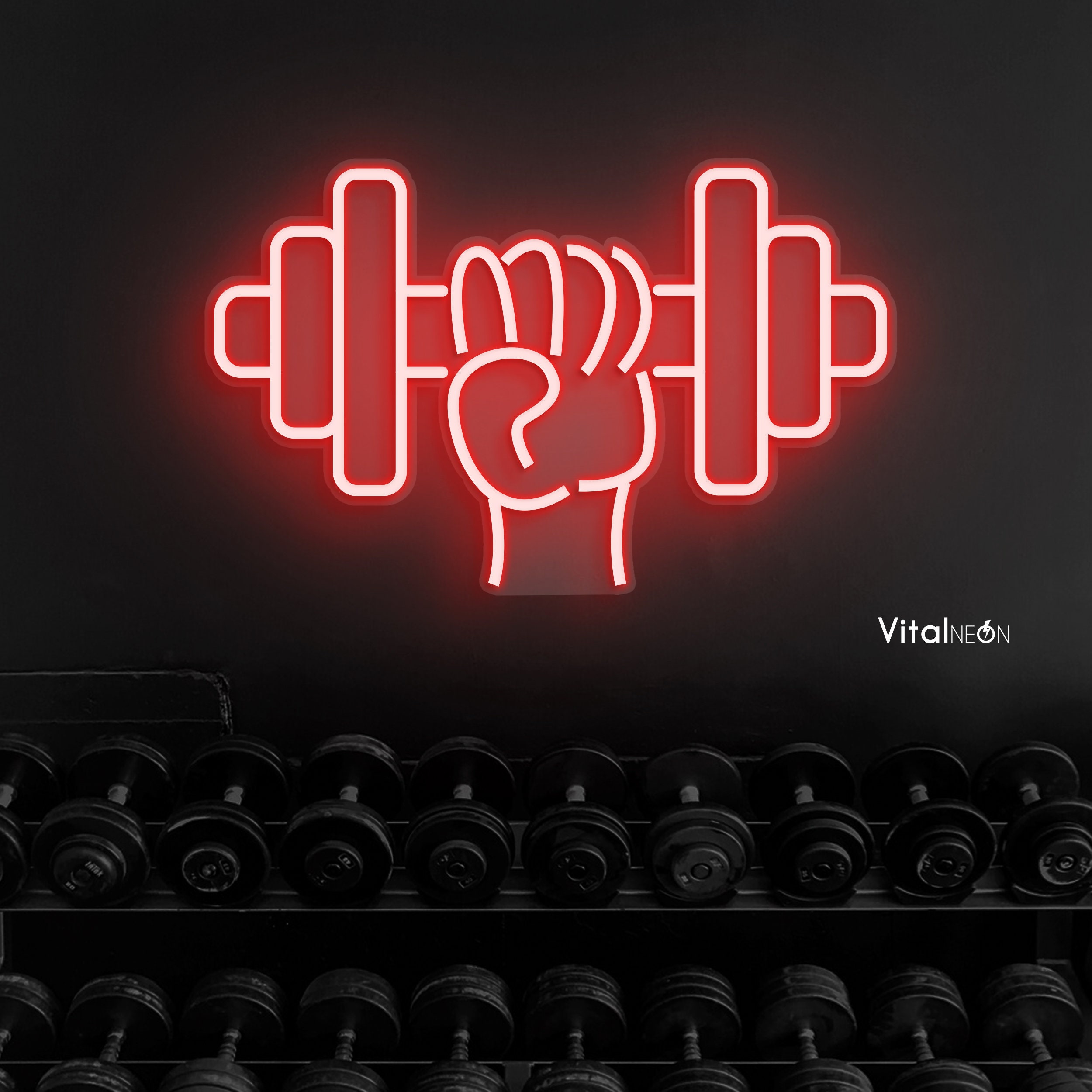 No Pain No Gain Neon Sign, Weightlifting Wall Art Sign, Fitness Wall
