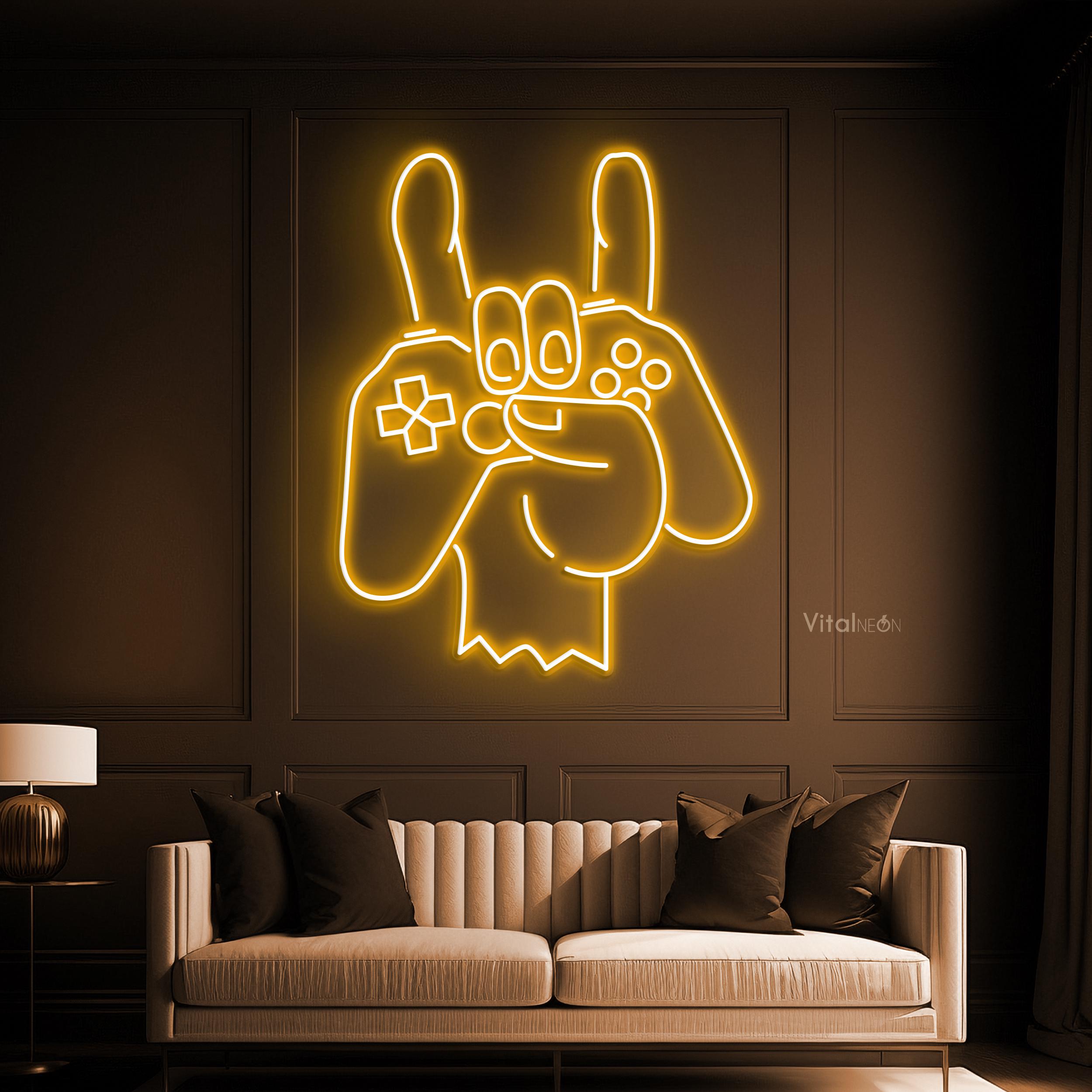 Contoler Neon Sign Game Controller Neon Sign, Rock on Hand LED Light, Gamer Room Decor - Etsy