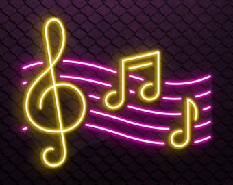 ト音記号ネオンサイン LEDライト 音符 スタッフ スタジオ DJルーム