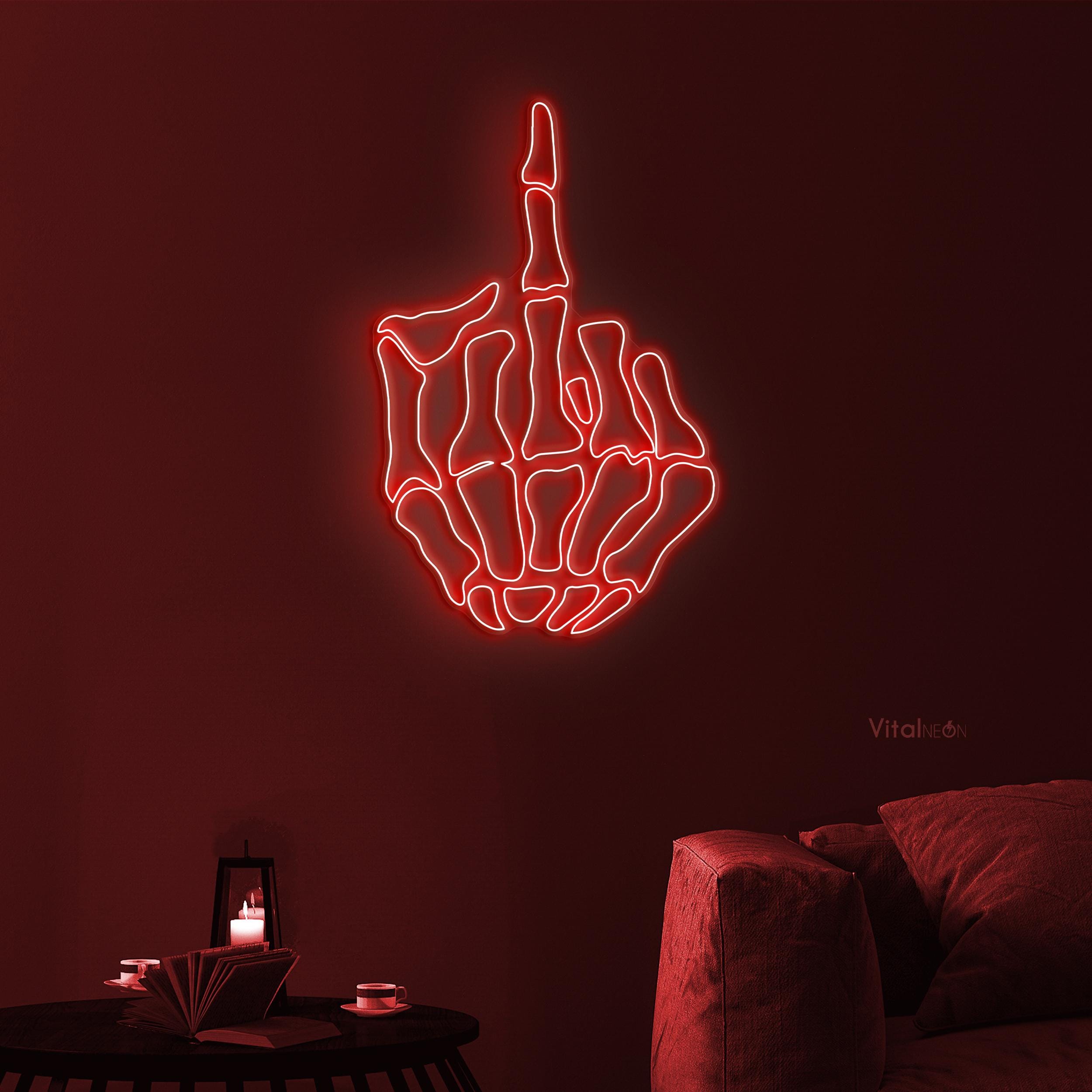 Skeleton Hand LED Neon Sign, Spooky Halloween Game Room Wall Art