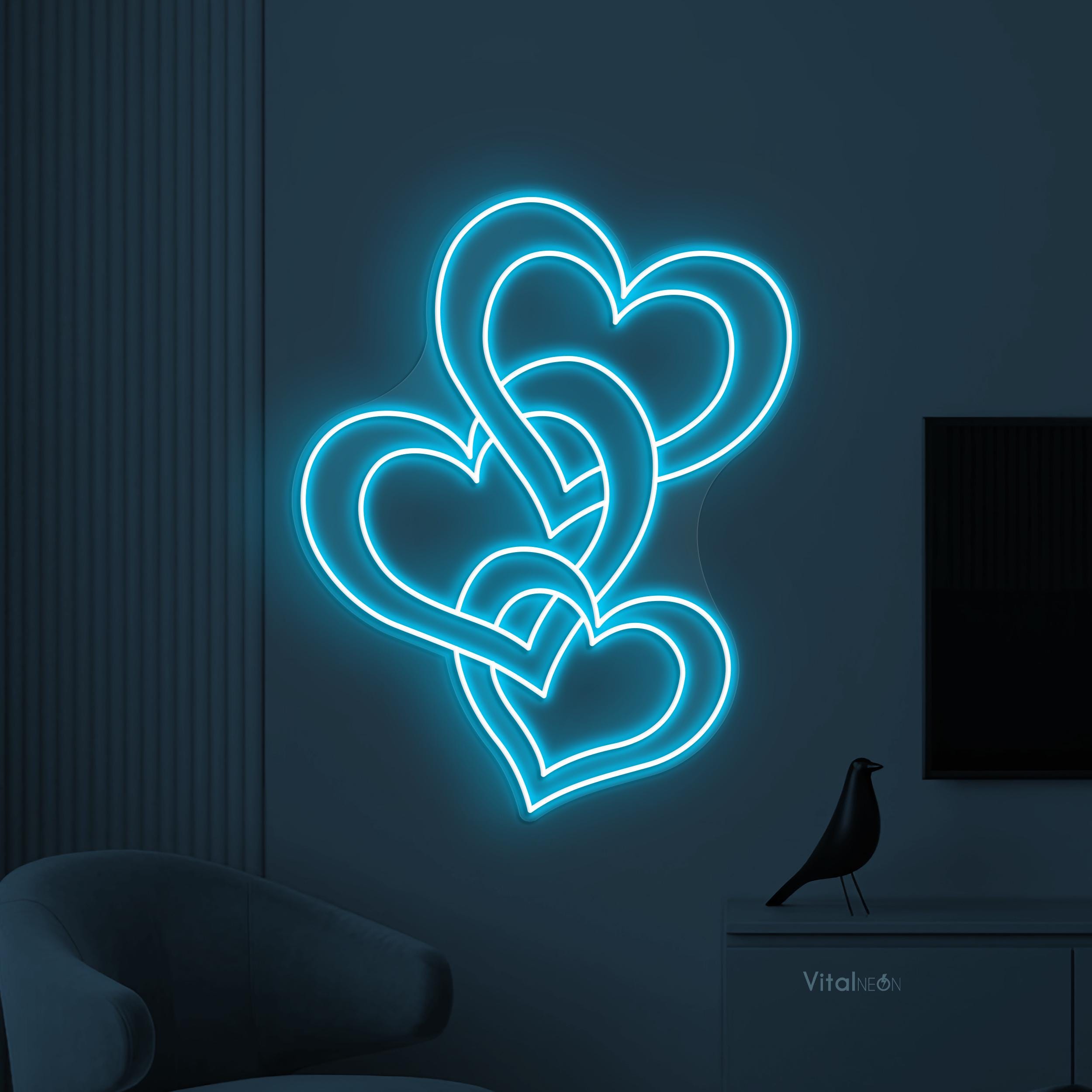 ハートネオンサイン LEDライト トリプルチェーン ウォールアート 