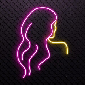 女性の髪のネオンサイン、長い髪の女性のLEDライト、女性の壁アート、ヘアサロンのネオンライト、美容壁装飾、家庭用LEDサイン、女の子の部屋アート