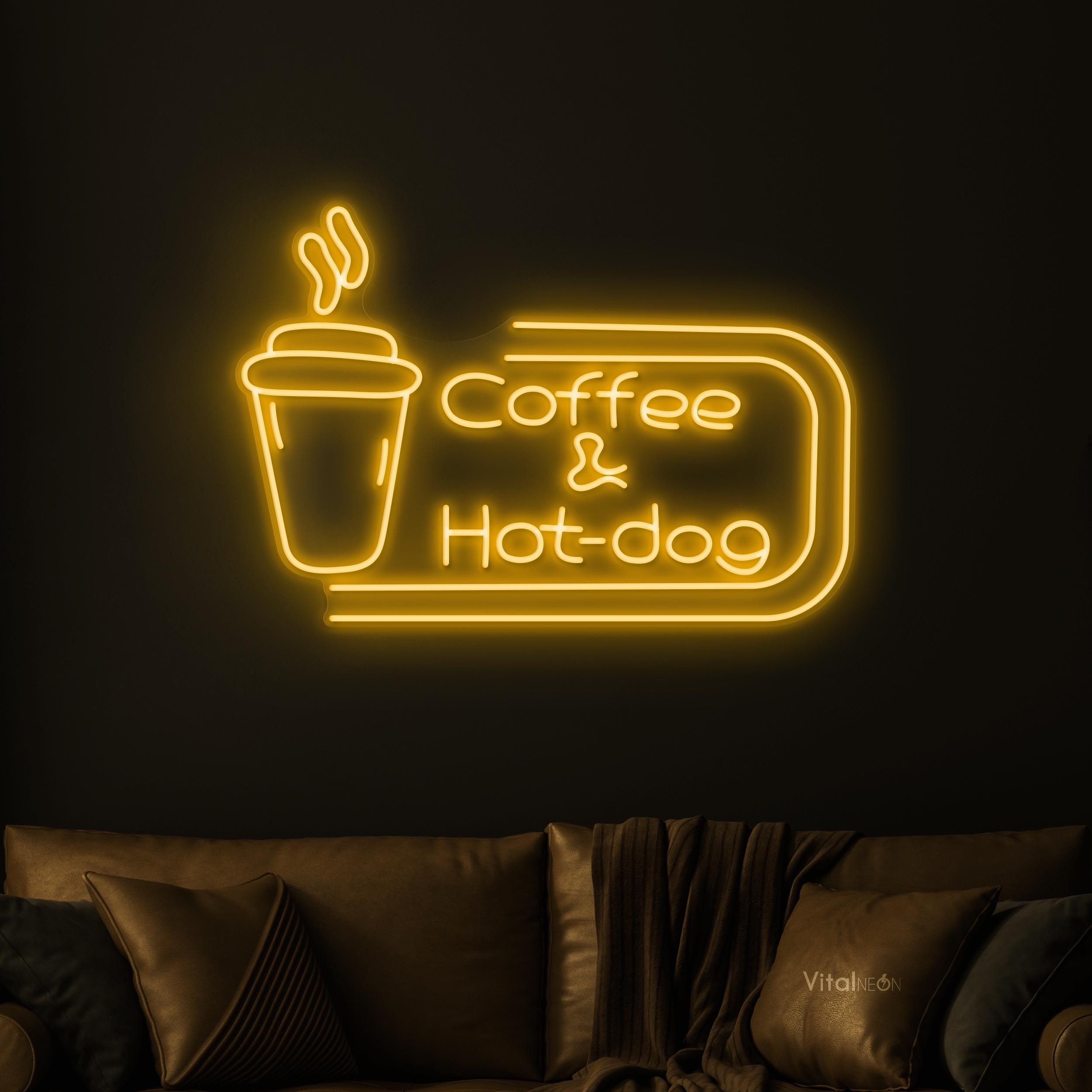 Coffee & Hot-dog Neon Sign, Coffee and Hot-dog LED Light, Cafe