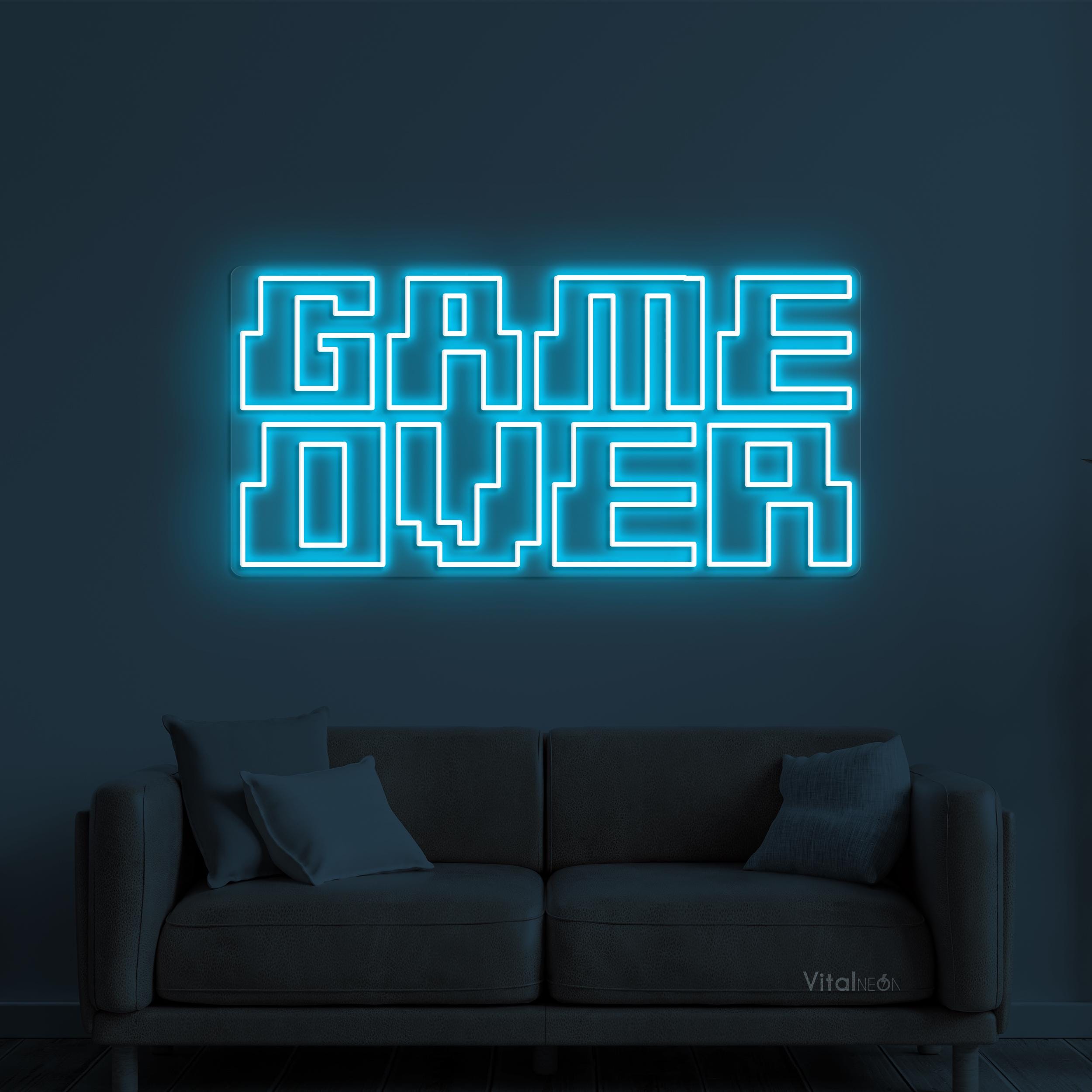 Game Over Neon Sign Dimmable LED Light Arcade Room Wall Art Kids