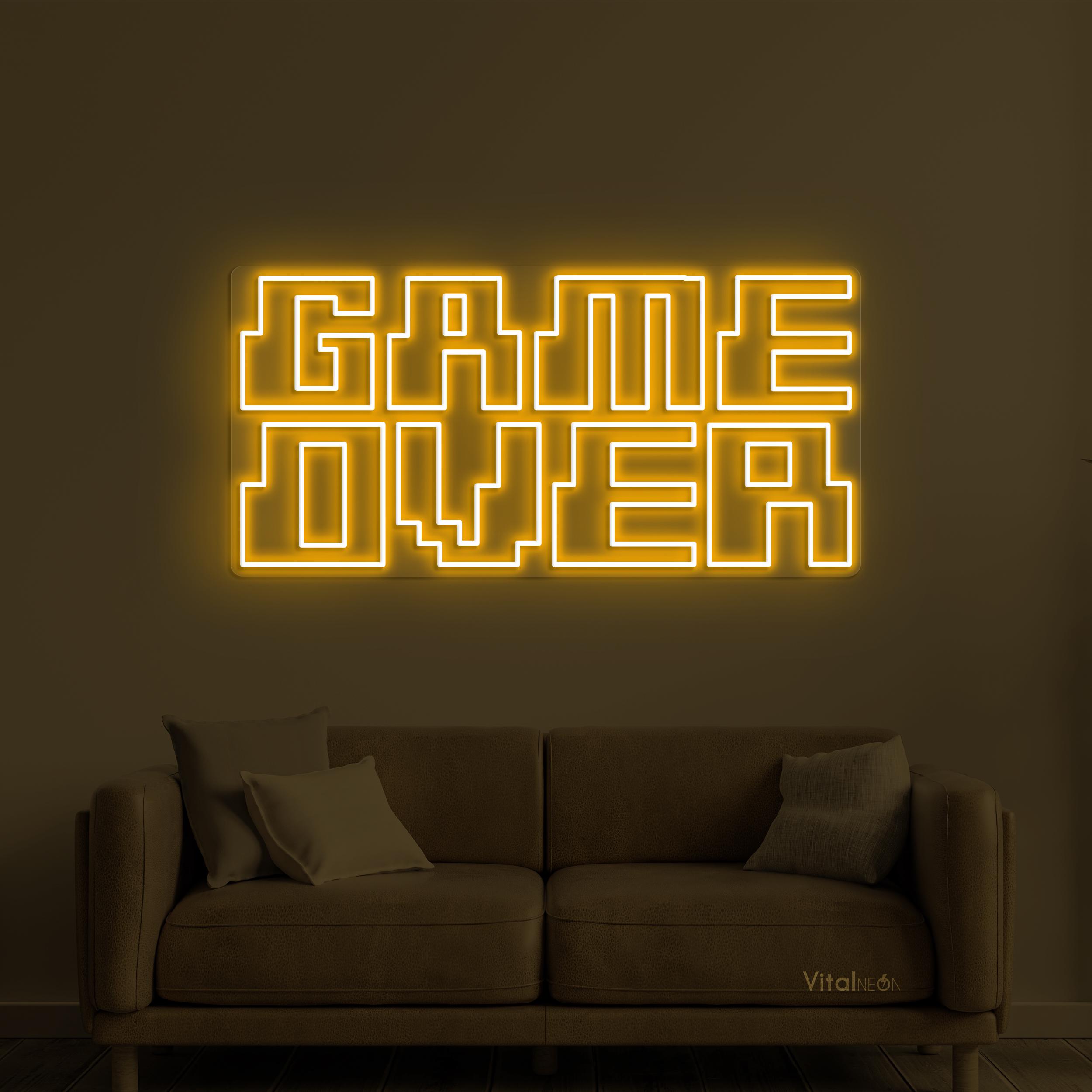 Game Over Neon Sign, Game Over LED Light, Game Room Wall Decor