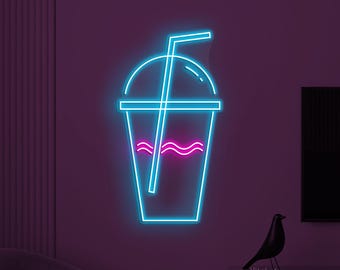 Drink Coffee Neon Sign LED Light Bar Cafe Drink Corner Wall Display, Kitchen Restaurant Decor, Modern Room Gift for Coffee Lovers