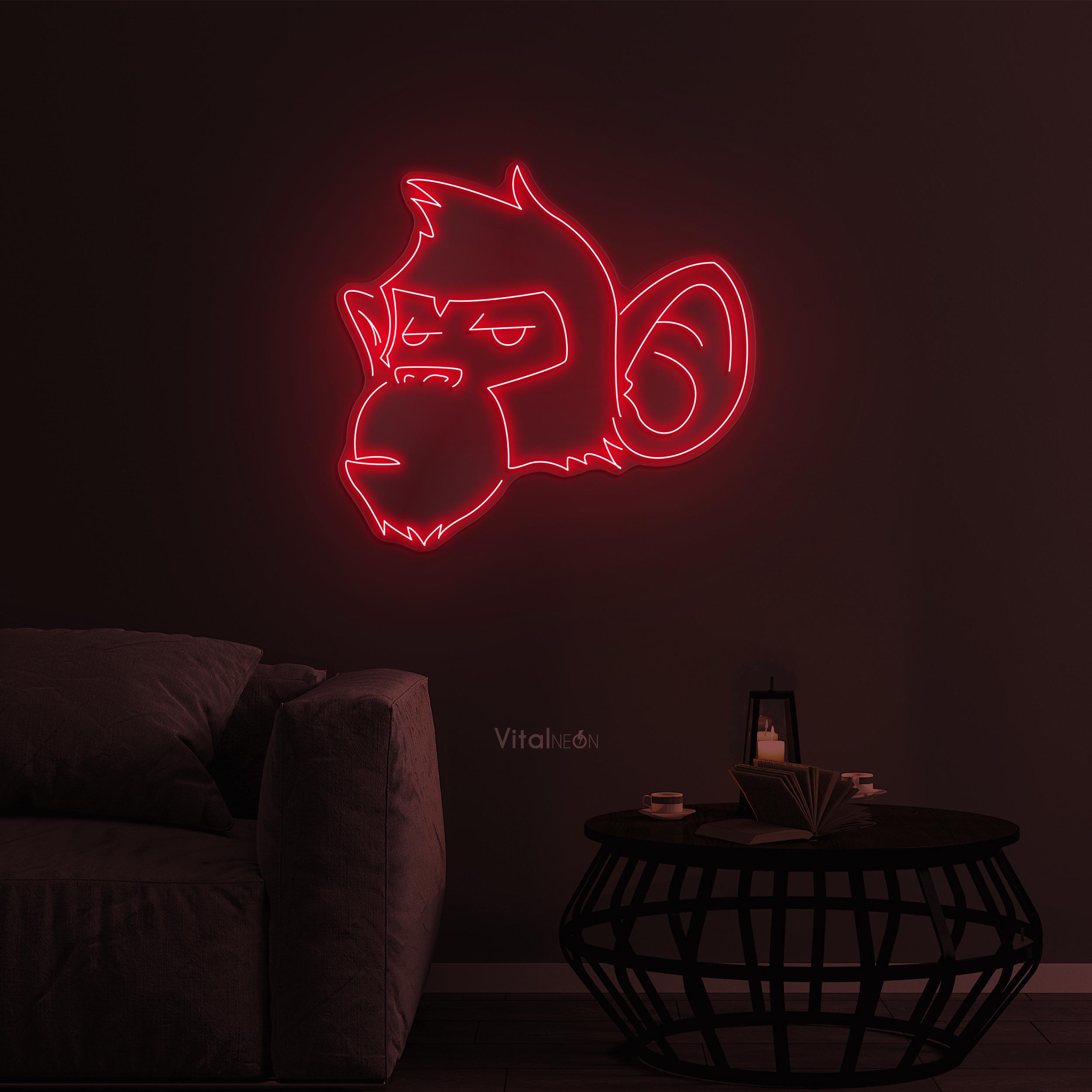 Monkey Head LED Light Neon Sign, Jungle Animal Home Wall Decor