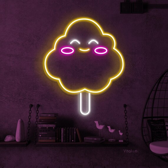 Cotton Candy Neon Sign, Cotton Candy LED Light, Candy Shop Wall