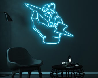 ハンドライトニングネオンサイン LEDライトサンダーウォールアート