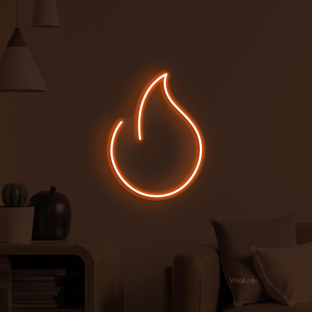 Fire Neon Sign LED Light Flame Wall Art Simple Fire Room Cafe Bar Decor ...