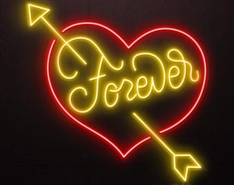 Forever Neon Sign Heart Love LED Light Anniversary Wedding
