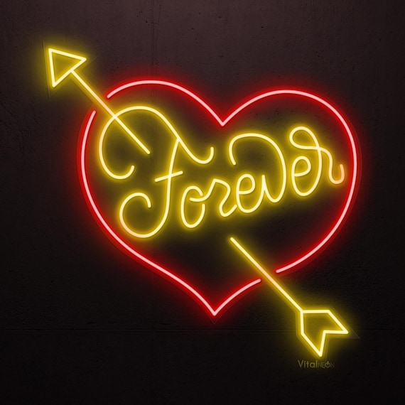 Forever Neon Sign Heart Love LED Light Anniversary Wedding
