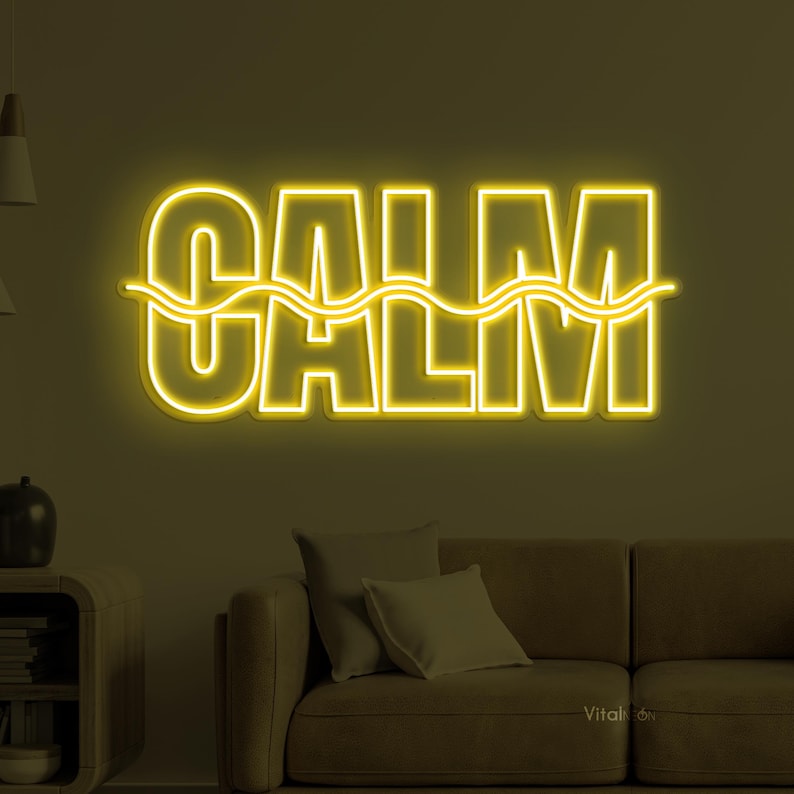 CALM Neon Sign, LED Wall Decor, Home Cafe Bar Studio Relaxing Light ...