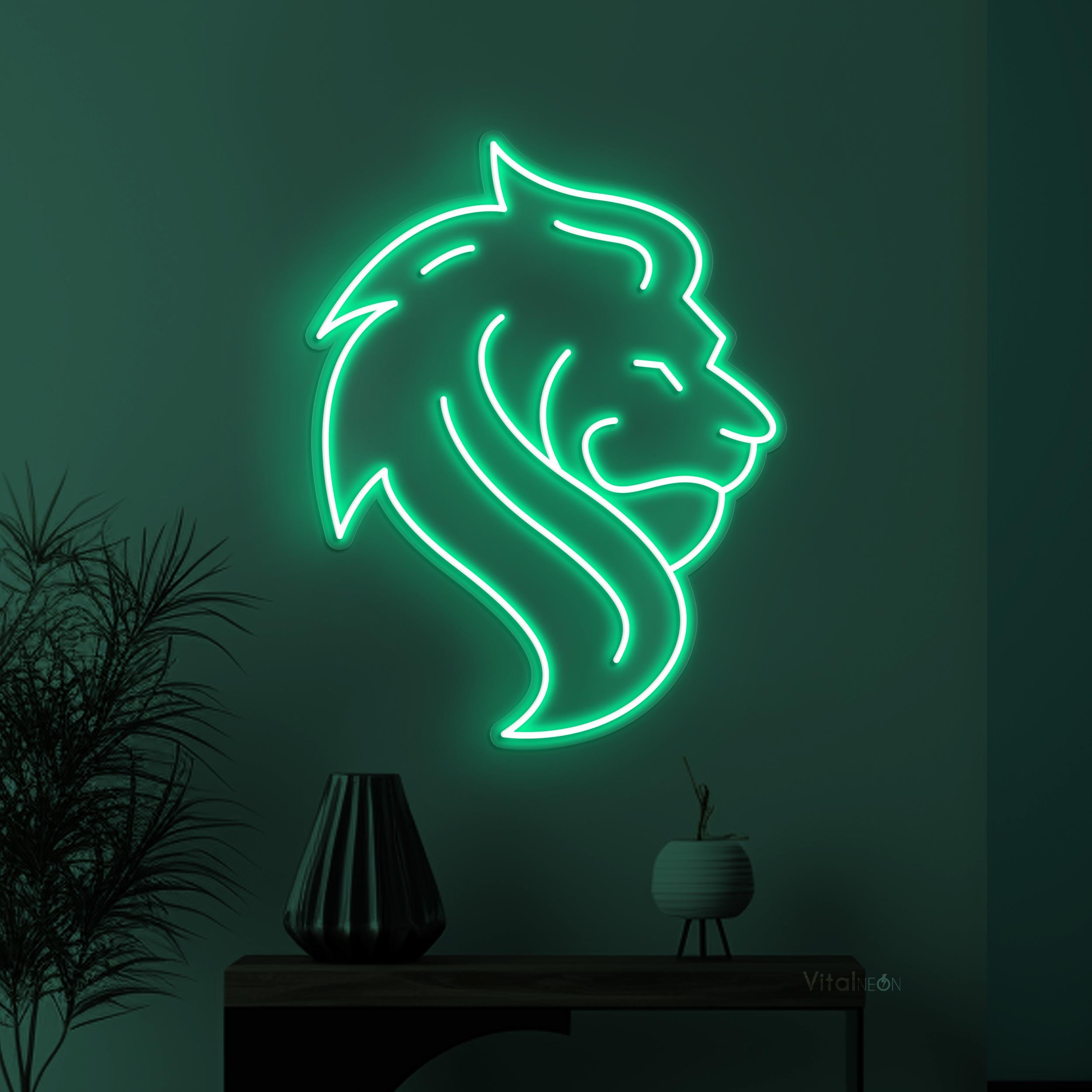 Lion Neon Sign, Lion LED Light, Lion Head Wall Art, Animal Shop