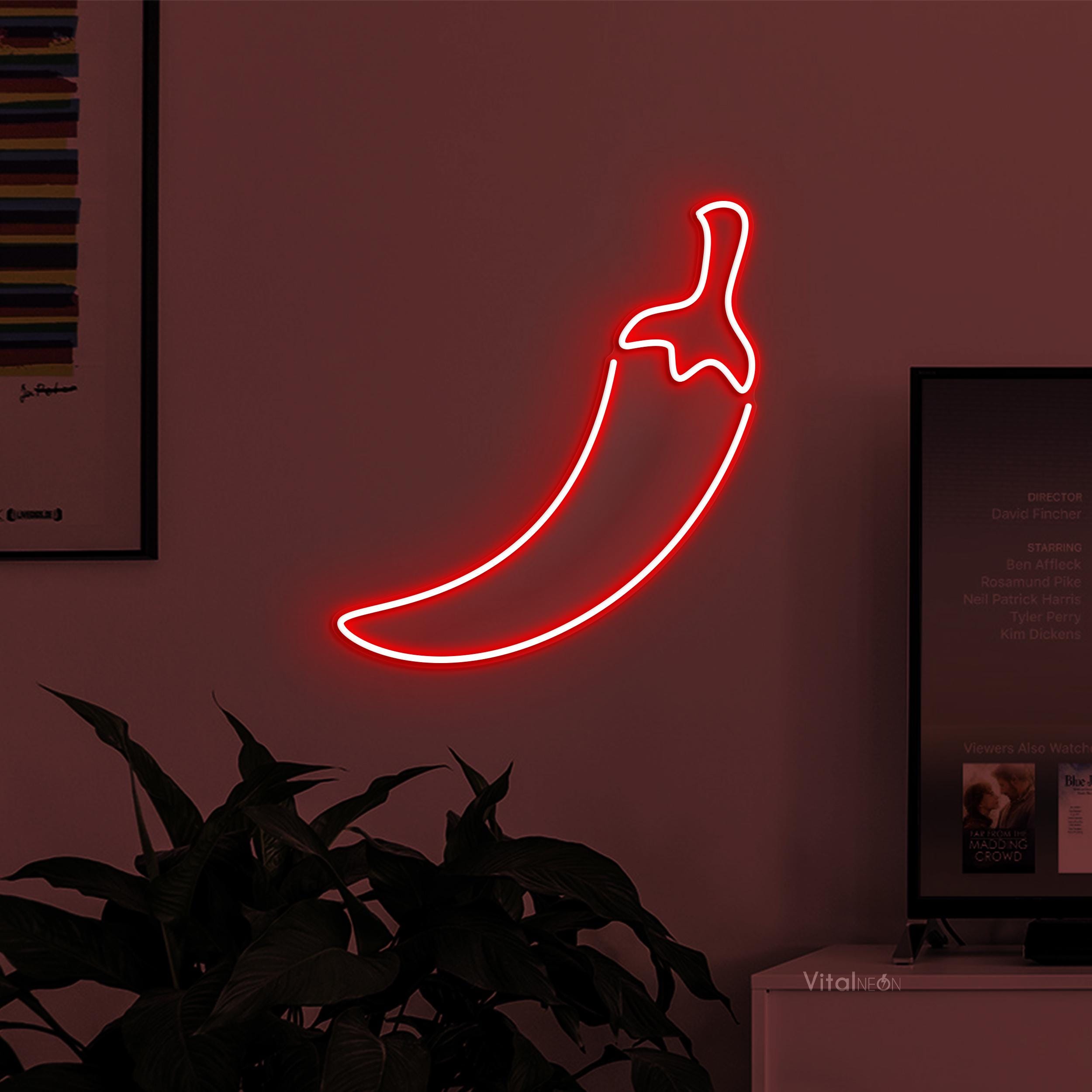 Chili Pepper Neon Sign, Spicy Kitchen Wall Art - Etsy