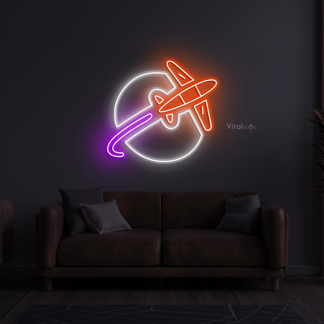 Flying Plane Neon Sign, Flying Plane LED Light, Airplane LED Neon Art ...