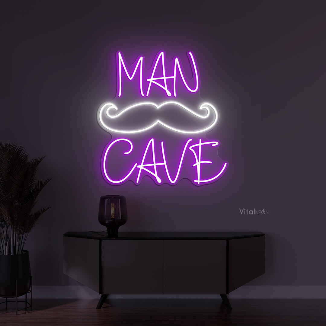 Man Cave Neon Sign Man Cave Light Man Cave Bar Wall Decor Mustache Man Cave Neon Sign Man Cave Light Man Cave Bar Wall Decor Mustache