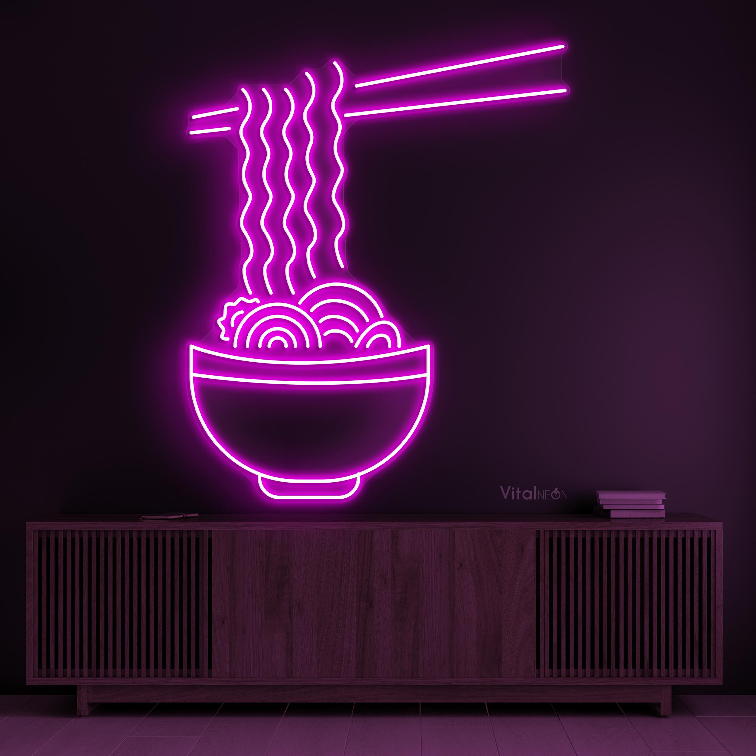 Noodles Led Sign Ramen Bowl Neon Sign LED Light Noodles Chopsticks Wall Art Decor ...