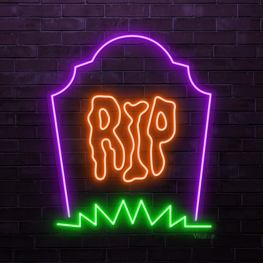 Neon Sticker Rip RIP Tombstone Neon Sign, RIP Tombstone LED Light, Horror House Wall ...